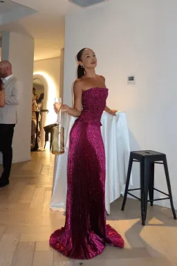 LIDEE Maya Gown in Sangria Glitter Size 6 for rent on The Volte - image 2