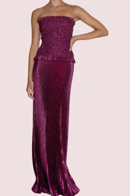 LIDEE Maya Gown in Sangria Glitter Size 6 for rent on The Volte - image 4