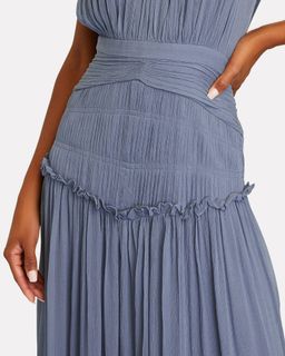 Shona Joy Kayla High Neck Midi Dress Blue Size 8 for rent on The Volte - image 2