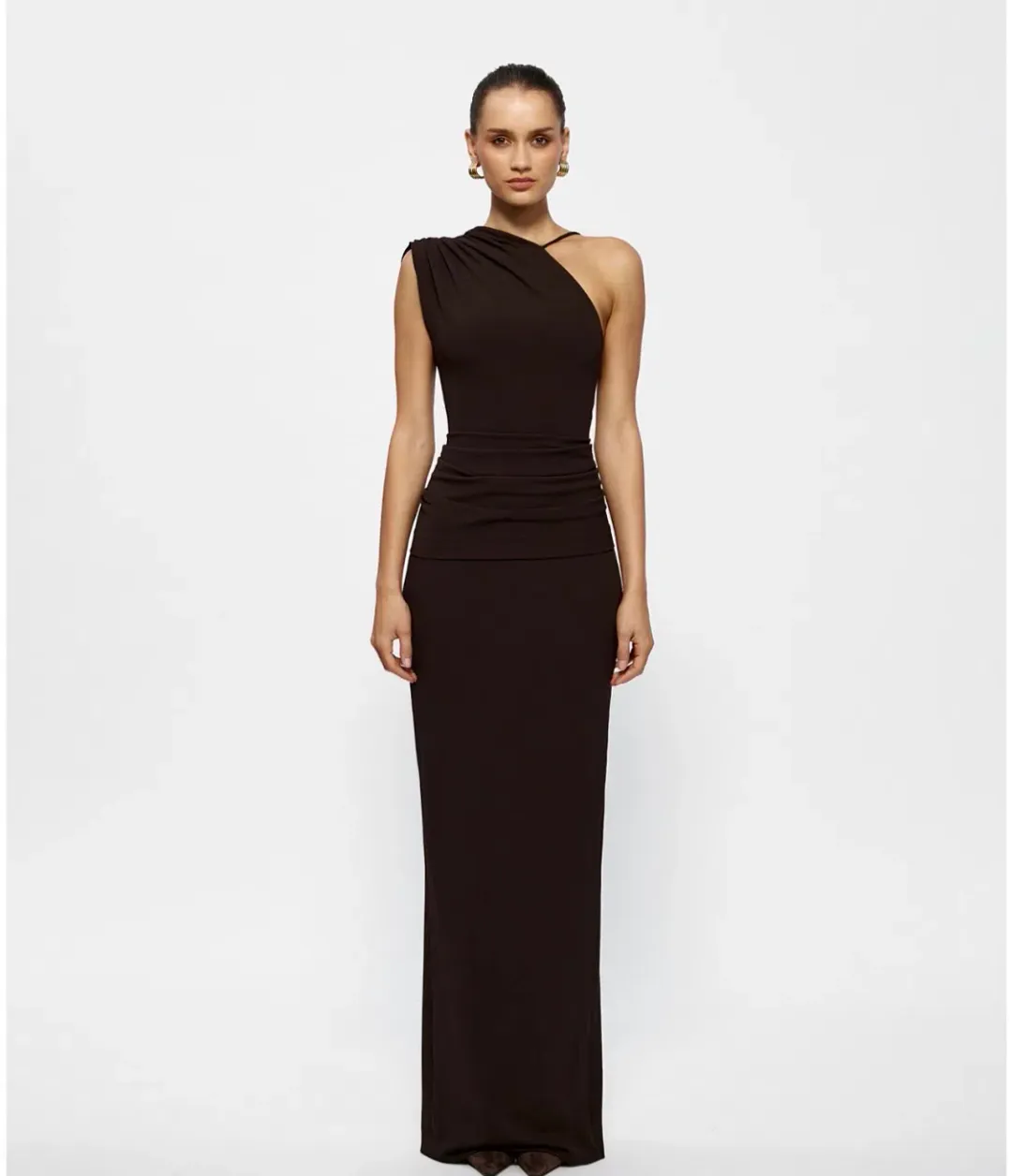 Effie Kats Greer One Shoulder Ruched Maxi for rent on The Volte - main image