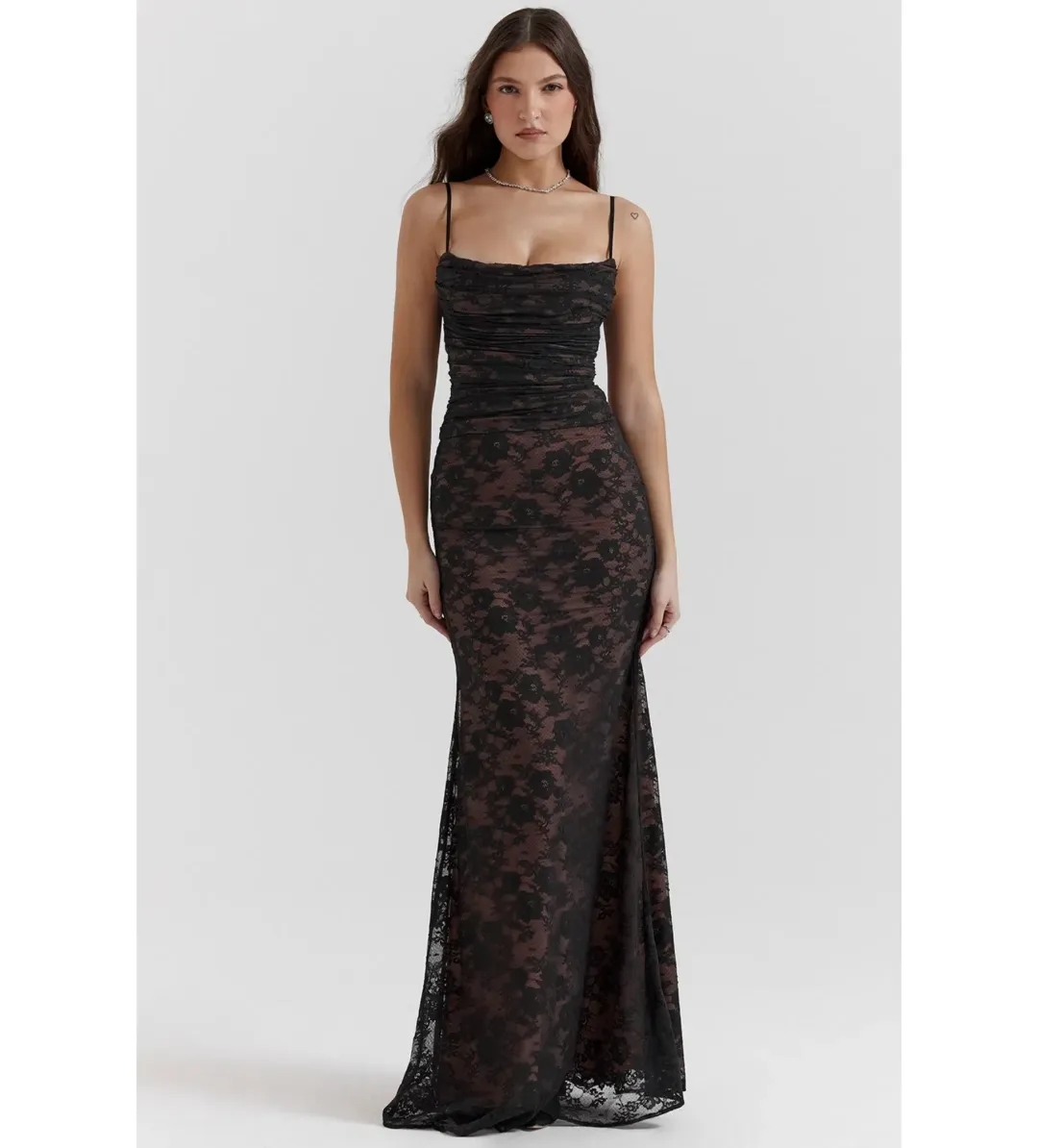 ARTEMIS Black Lace Maxi Dress House of CB size S for rent on The Volte - main image