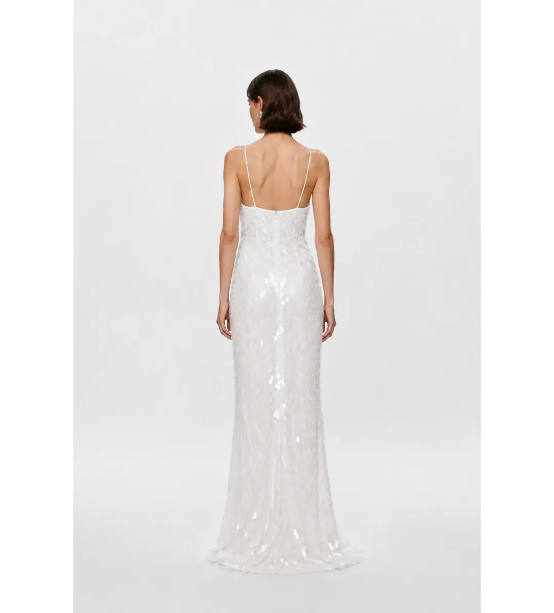 Misha Sapphire Sequin Maxi Dress Ivory Size 6 for rent on The Volte - main image