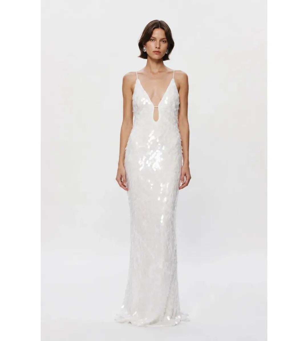 Misha Sapphire Sequin Maxi Dress Ivory Size 6 for rent on The Volte - main image