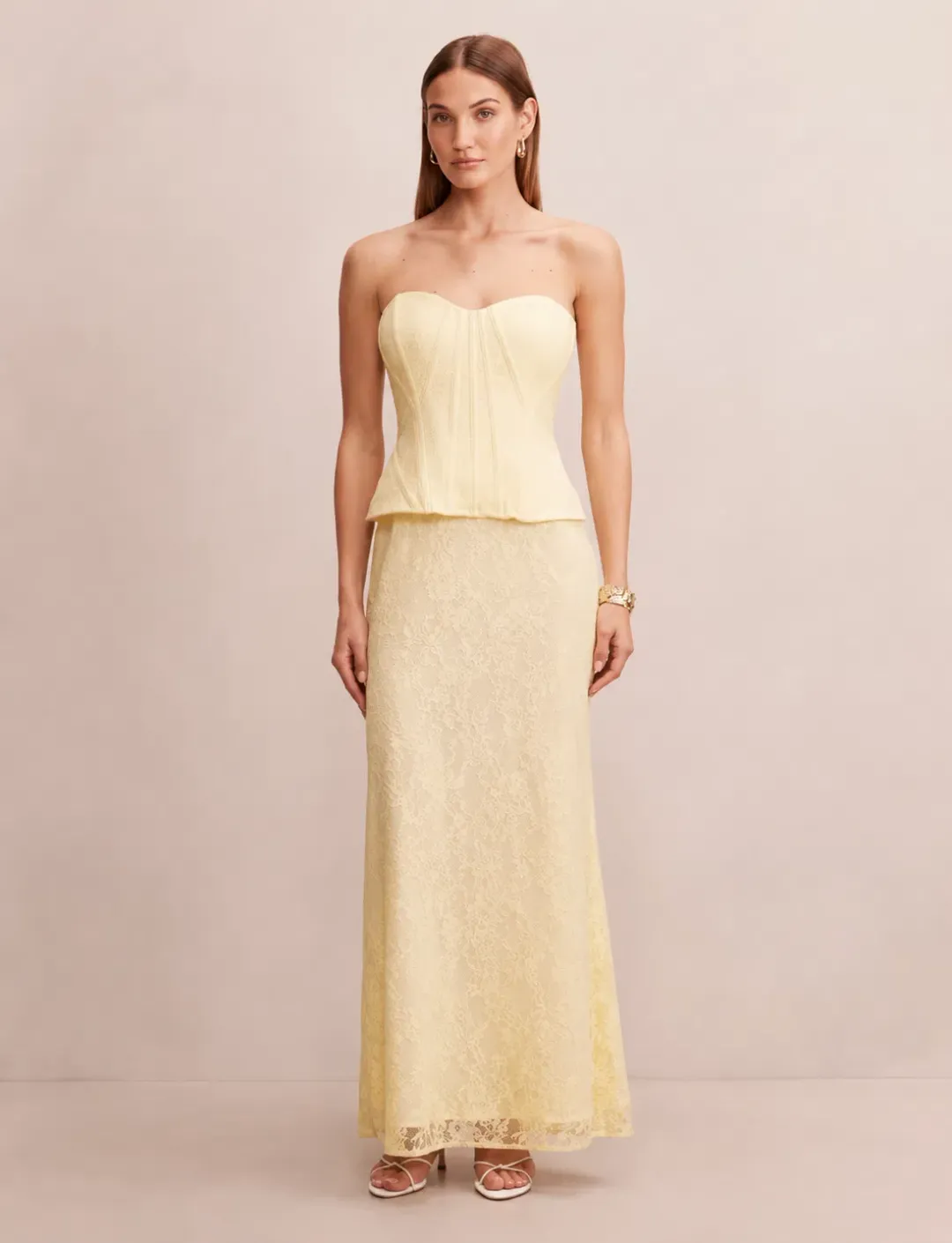 Myla Lace Corset Maxi Dress Size 10 for rent on The Volte - main image