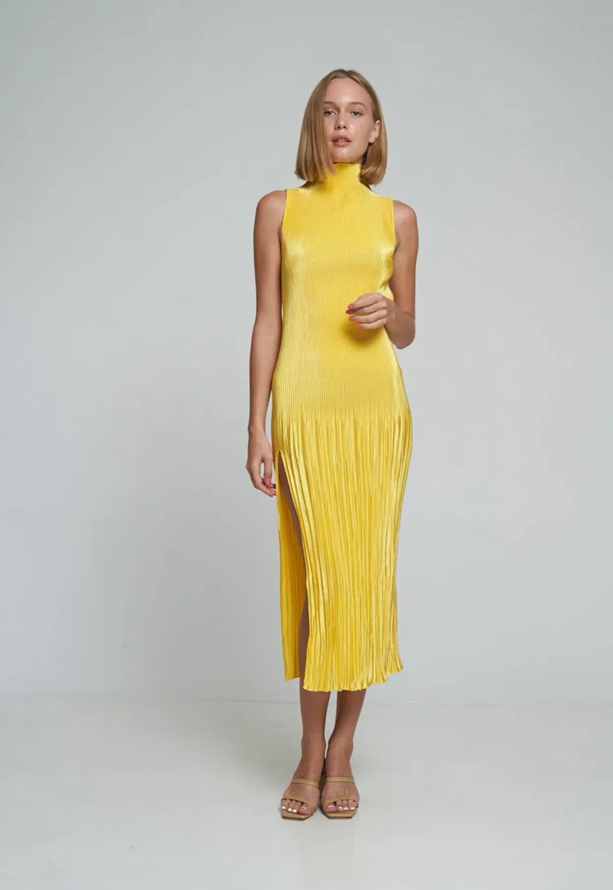 L’Idee Soirée Gisele Midi Dress Canary Size 8 for rent on The Volte - main image