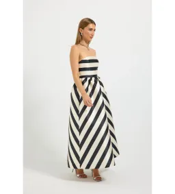 Pasduchas Valerie Strapless Midi Dress in Black/Cream Size AU10 for rent on The Volte - image 2