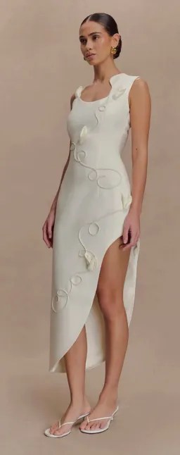 MESHKI Virginia Suiting Embroidered Midi Dress - White XS for rent on The Volte - image 4