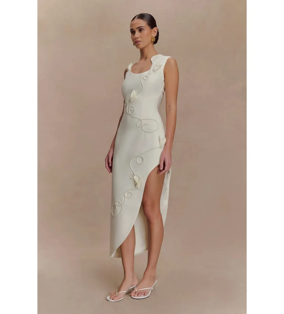 MESHKI Virginia Suiting Embroidered Midi Dress White Size XS / AU 6 for rent on The Volte - main image