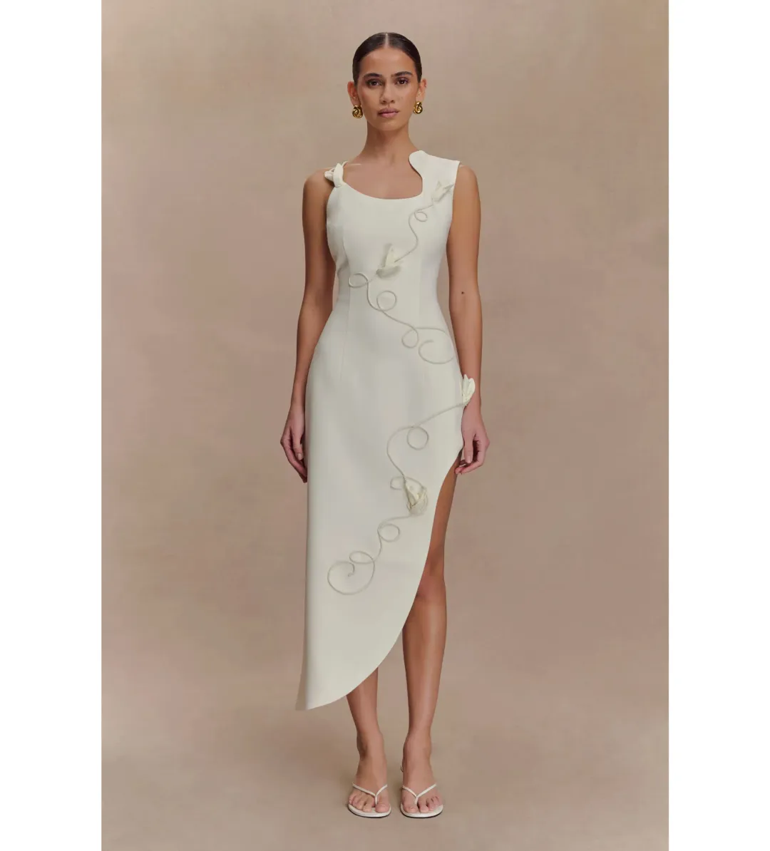 MESHKI Virginia Suiting Embroidered Midi Dress White Size XS / AU 6 for rent on The Volte - main image