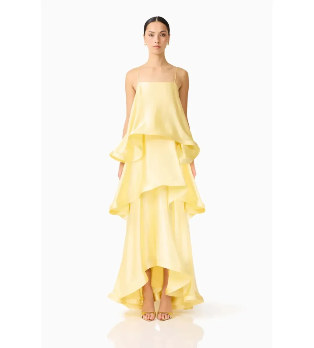 Elliatt Tilly Tiered Maxi Dress in Butter Yellow Size S/AU8 for rent on The Volte - main image