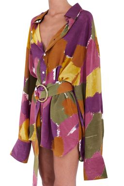 Bamba Titan Shirt Dress in Dry Brush Print Size M/L for rent on The Volte - image 2
