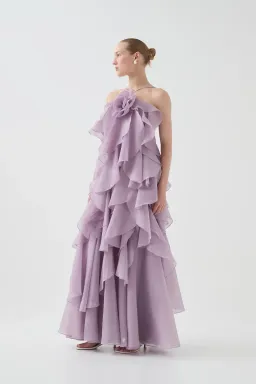 💜 Aje Pandorea Layered Maxi Dress in Lilac Purple Size 14 Formal Gown💜 for rent on The Volte - image 11