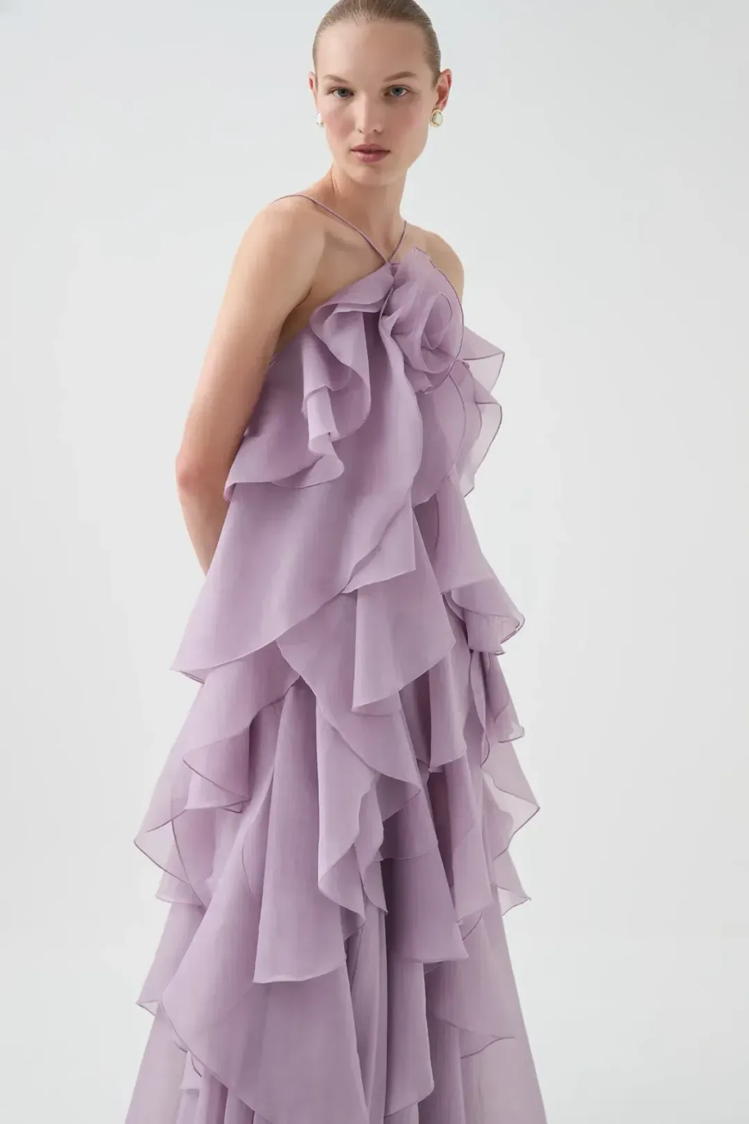 💜 Aje Pandorea Layered Maxi Dress in Lilac Purple Size 14 Formal Gown💜 for rent on The Volte - main image