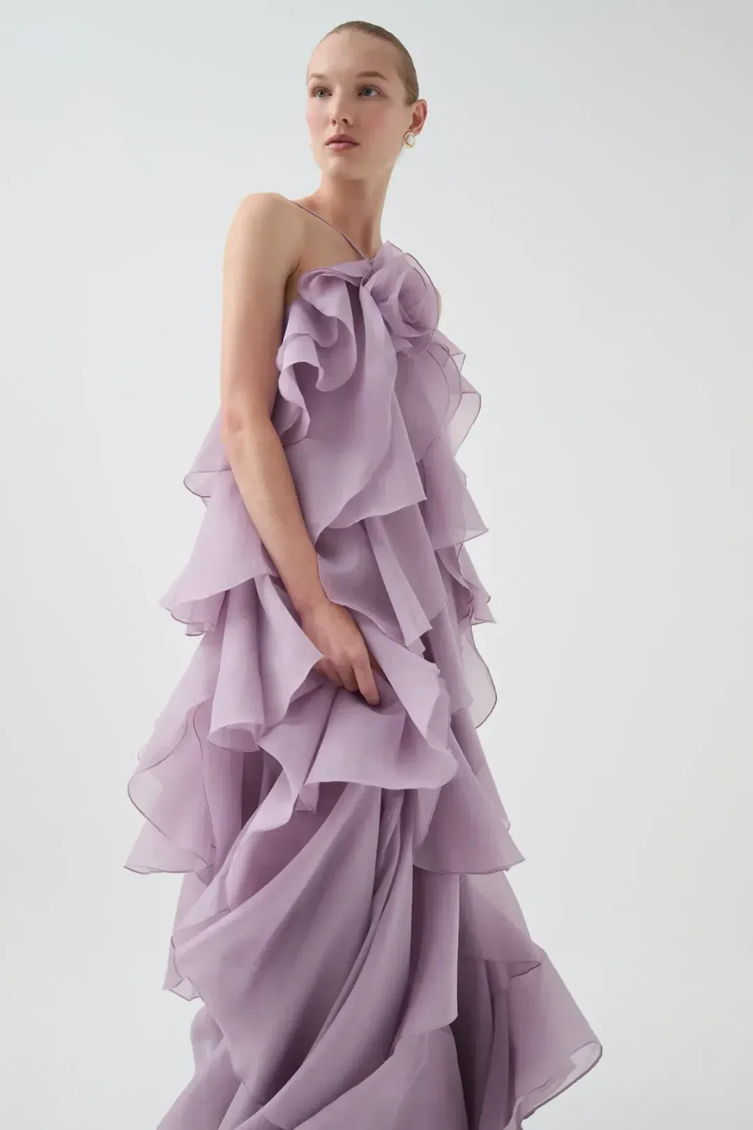 💜 Aje Pandorea Layered Maxi Dress in Lilac Purple Size 14 Formal Gown💜 for rent on The Volte - main image