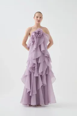 💜 Aje Pandorea Layered Maxi Dress in Lilac Purple Size 14 Formal Gown💜 for rent on The Volte - image 7