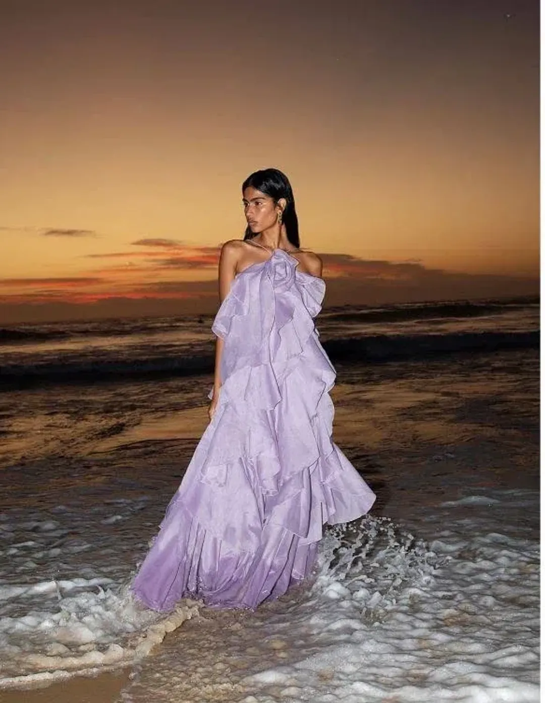💜 Aje Pandorea Layered Maxi Dress in Lilac Purple Size 14 Formal Gown💜 for rent on The Volte - main image
