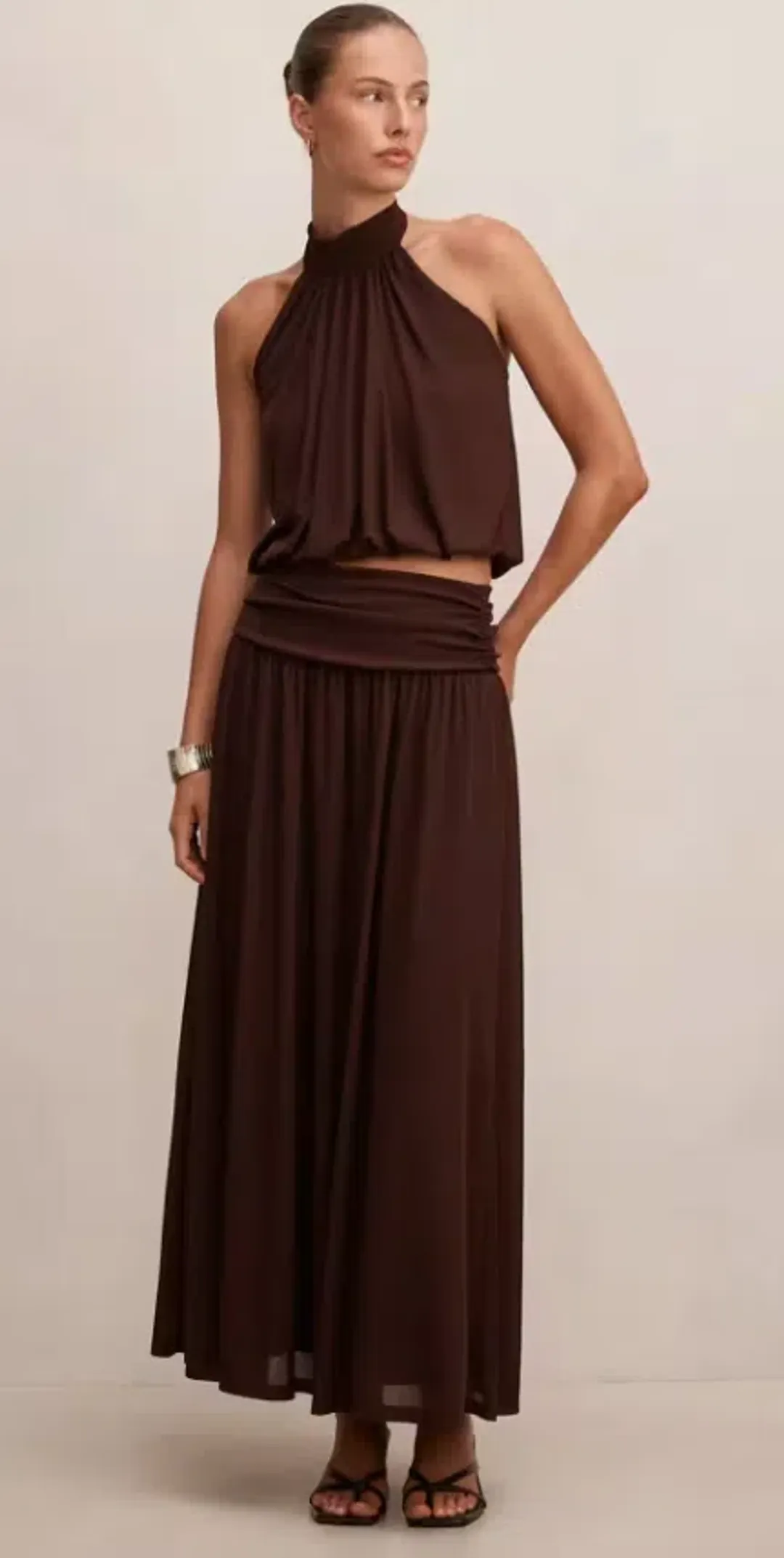 Forever New - Layne Bubble Waist Halter Top and Layne Gathered Basque Maxi Skirt Size 8 for rent on The Volte - main image