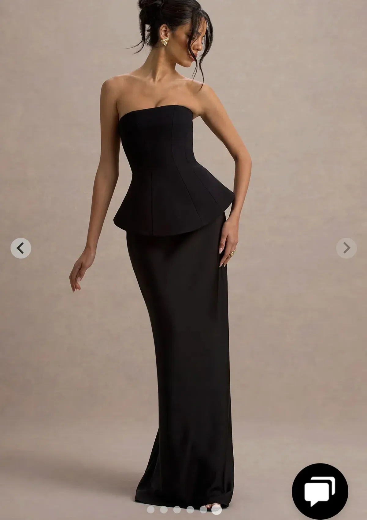 Club L London Ohio Black Maxi Pelpum Dress Size 6 for rent on The Volte - main image
