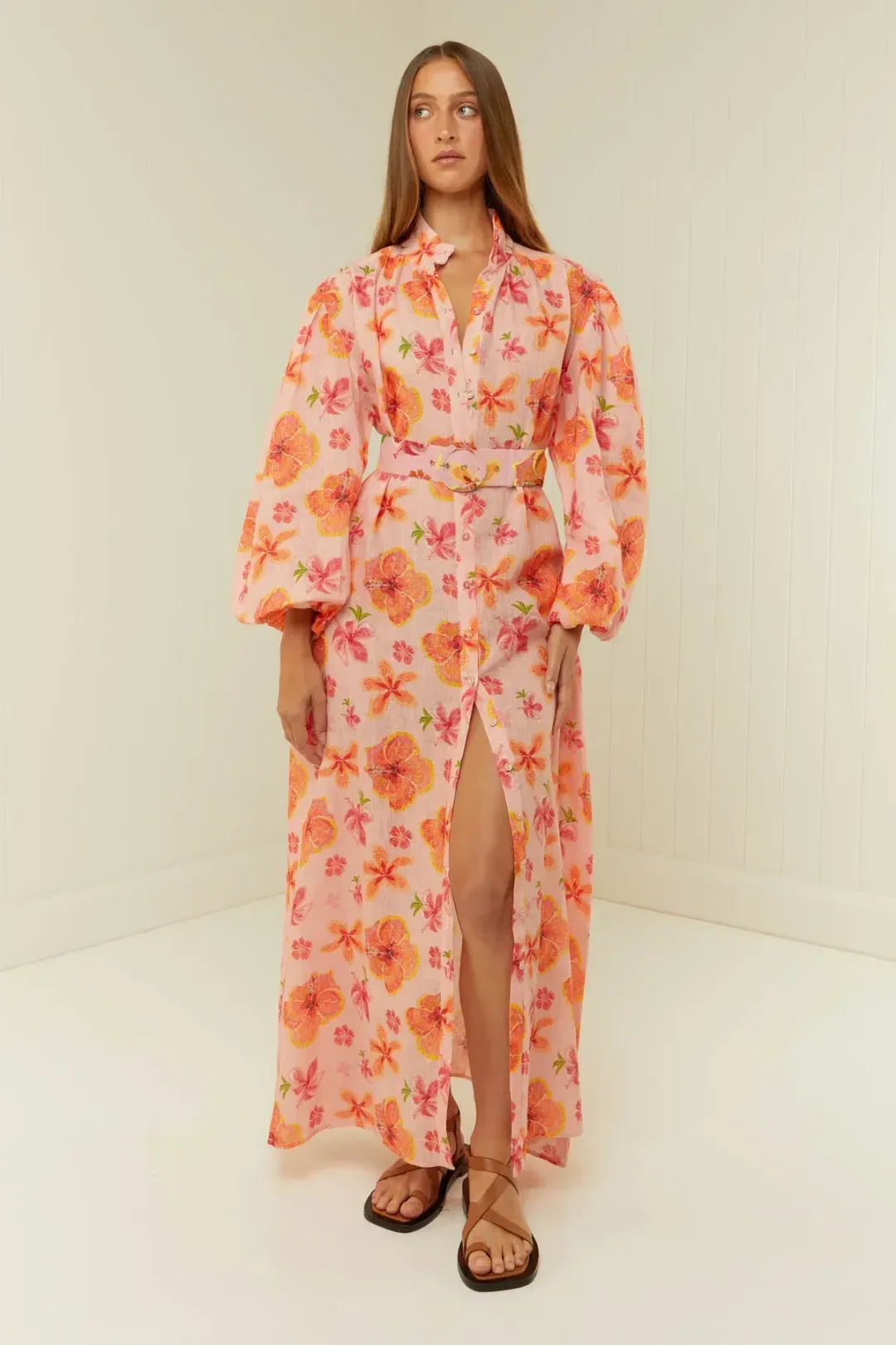 Palm Noosa Noddy Maxi Pink Spanish Hibiscus Size 8 for rent on The Volte - main image