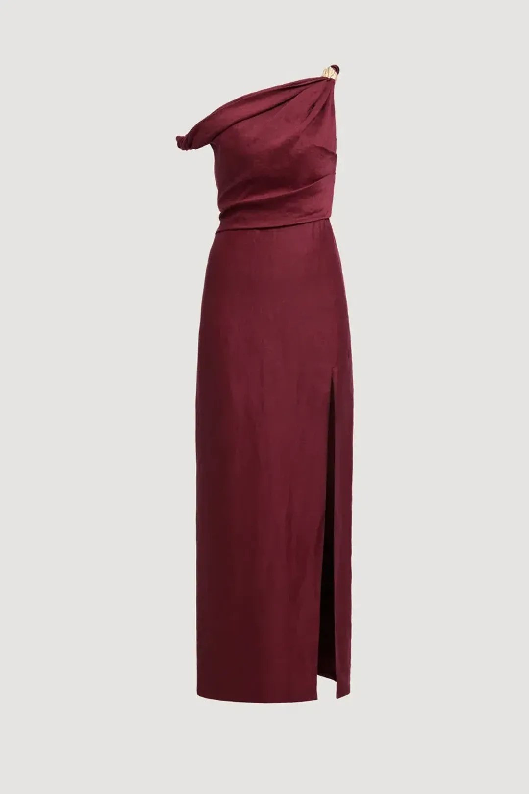 ❤️ AJE Bridgette Midi Dress – Plum Red / Burgundy – Size 10 Satin Formal Gown ❤️ for rent on The Volte - main image