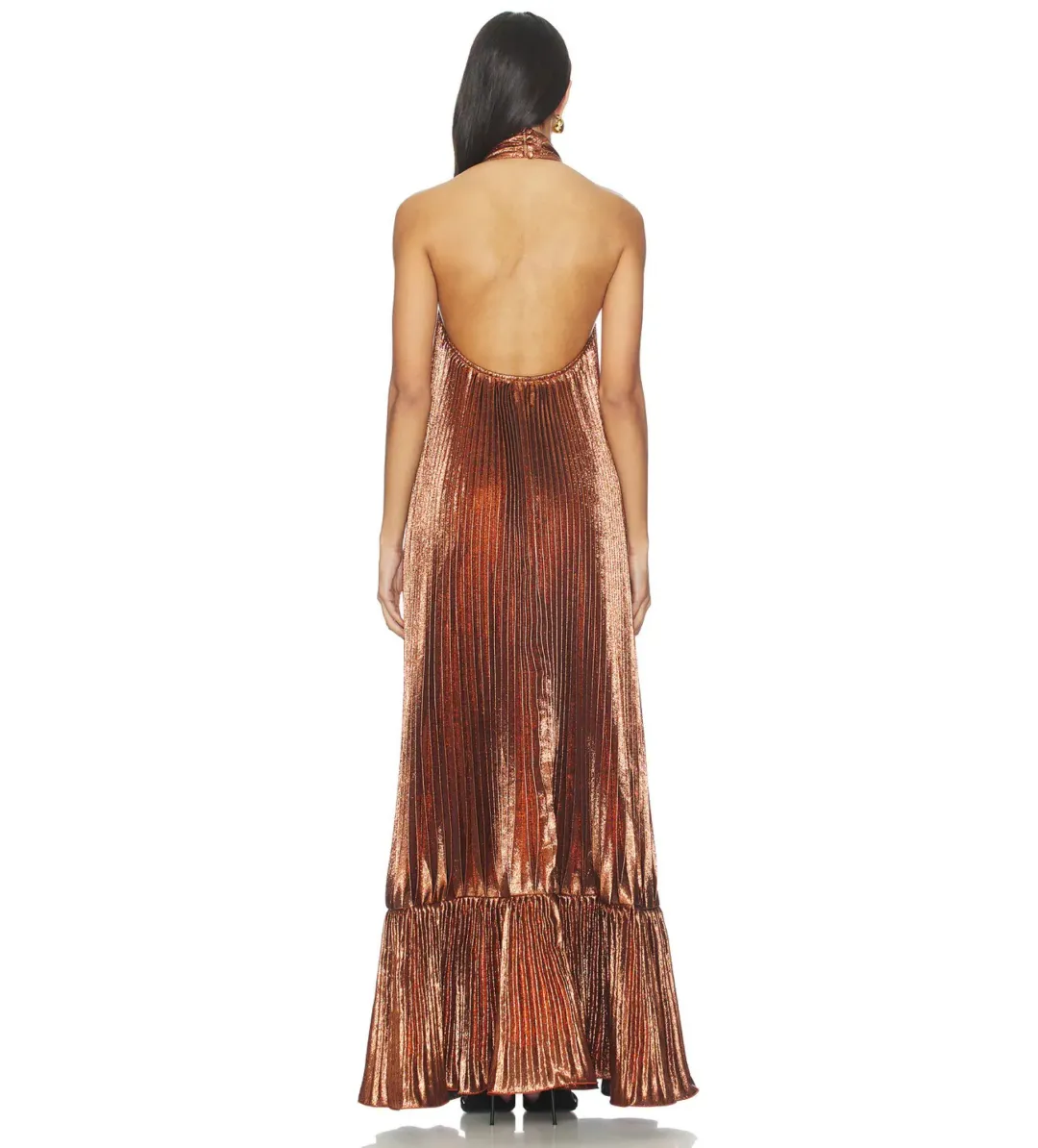 L'Idee Libertie Maxi Gown in Bronze Glitter Size 10 for rent on The Volte - main image