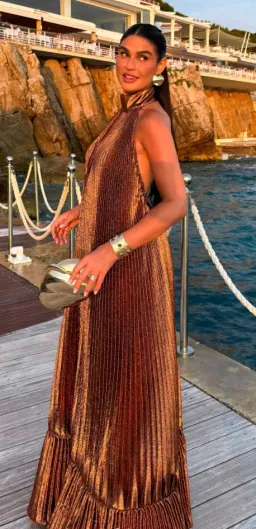 Liberte Gown in Bronze Glitter - Size 10  for rent on The Volte - image 1