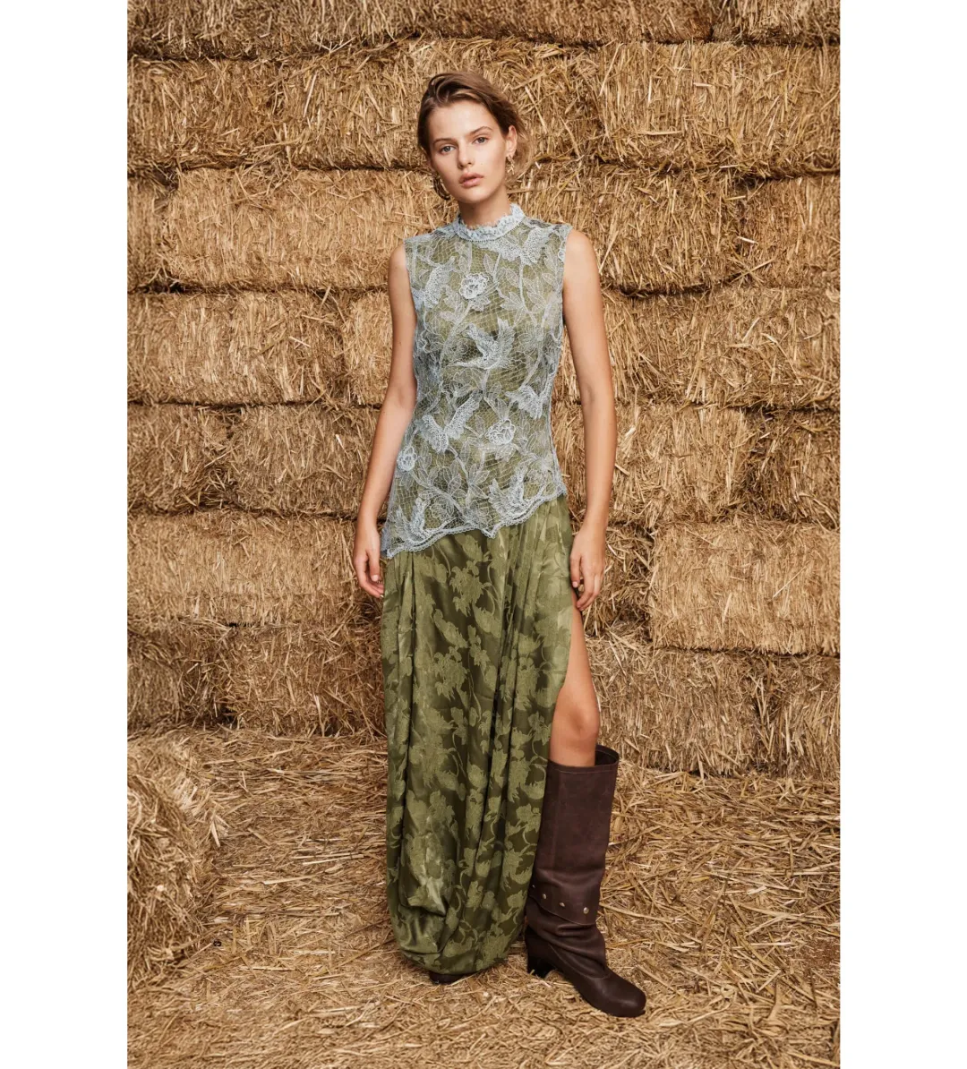 Alemais Winifred Lace Midi Dress Green Size 10 for rent on The Volte - main image