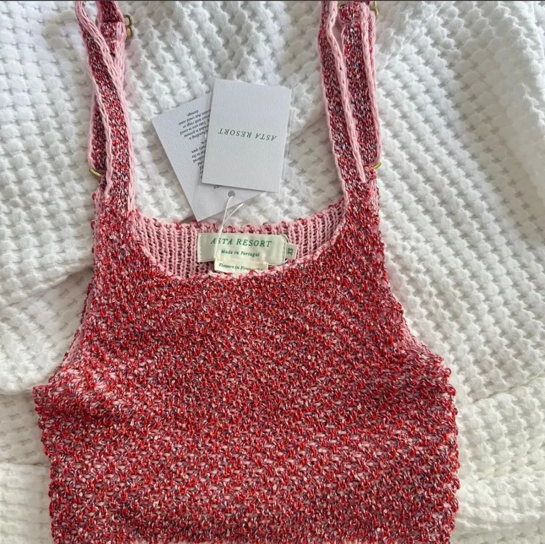 Asta resort pink sparkly knit top and short set  for rent on The Volte - main image