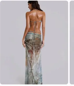 Jaded London Vida Backless Maxi Dress With Shell Trim in Marine for rent on The Volte - image 4