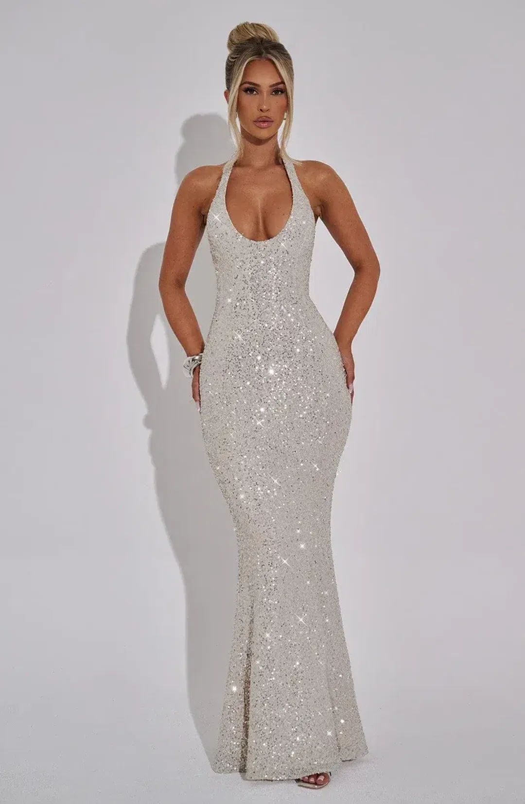 Babyboo Odette Maxi Dress in Champage / Silver  for rent on The Volte - main image