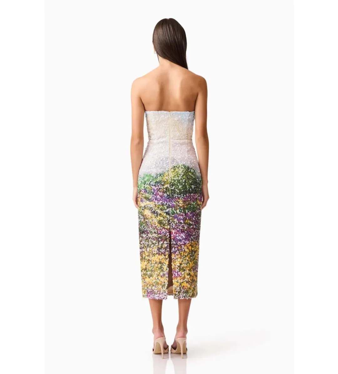 Elliatt Arden Strapless Midi Dress in Multi Ombre Size 12 for rent on The Volte - main image