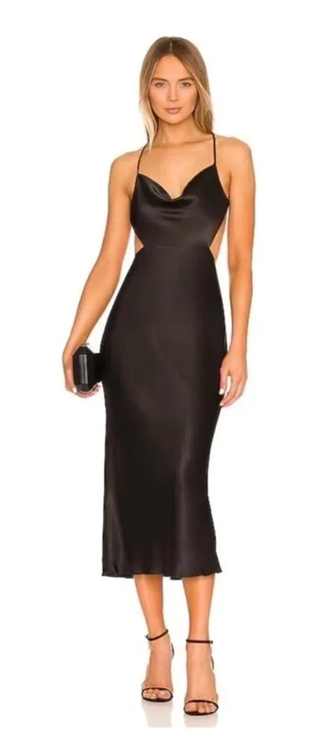 Shona Joy Thalia Bias Cut Out Midi Dress Black Size 12 for rent on The Volte - main image