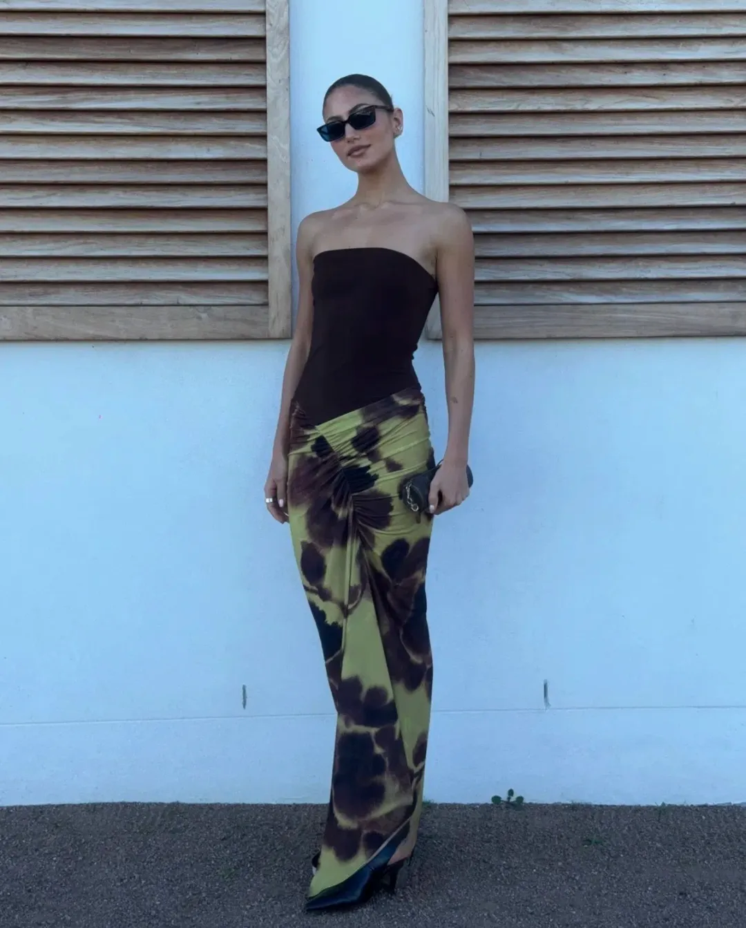 BENNI Rumi Maxi Dress Choc Botanica Size 8 / S for rent on The Volte - main image