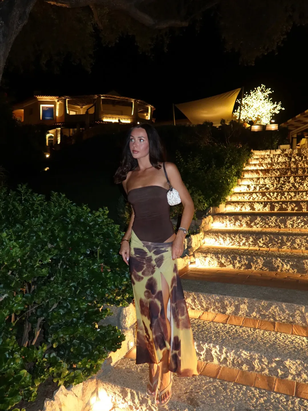 BENNI Rumi Maxi Dress Choc Botanica Size 8 / S for rent on The Volte - main image