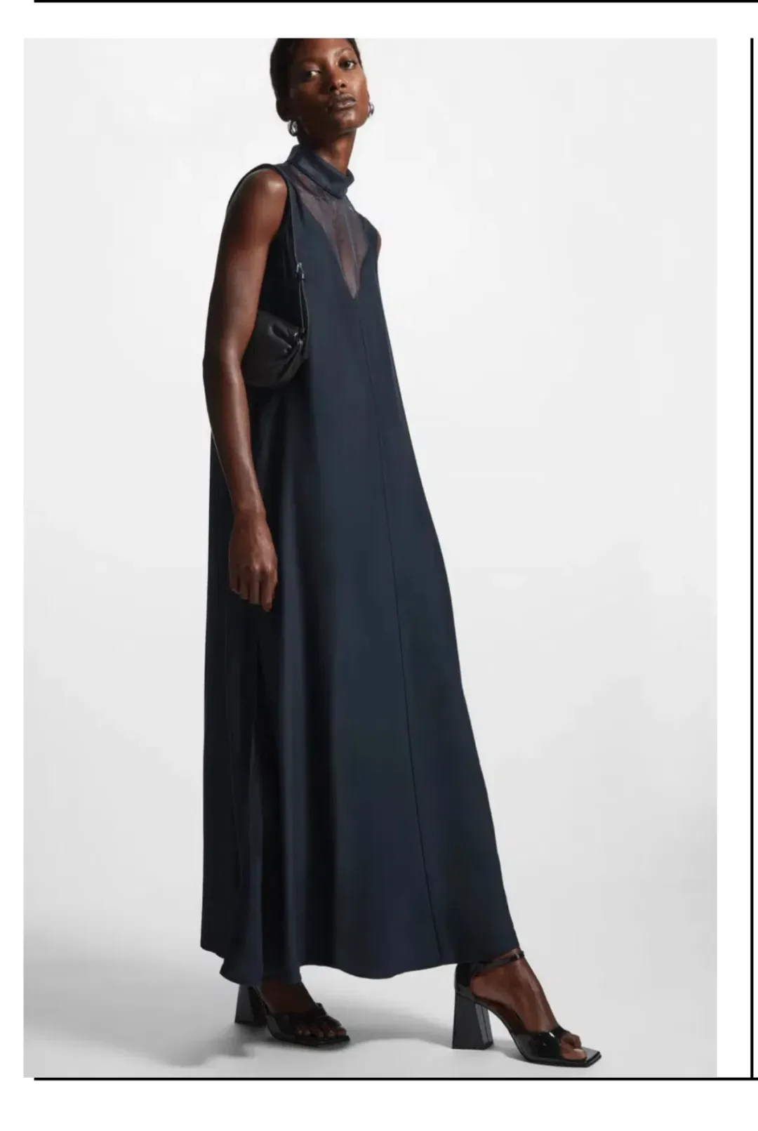 COS Organza Roll Neck Navy Dress EUR 44 for rent on The Volte - main image