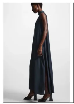 COS Organza Roll Neck Navy Dress EUR 44 for rent on The Volte - image 3