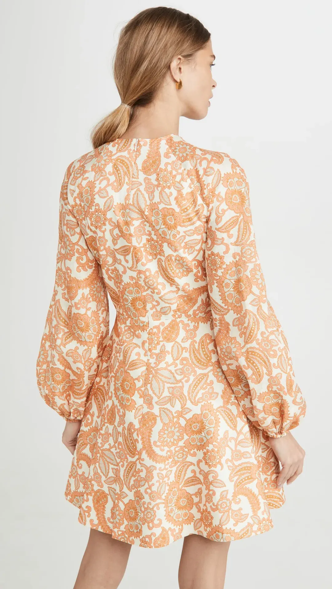 Zimmermann Peggy Scallop Short Dress Orange Paisley Size 8 for rent on The Volte - main image