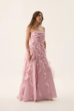 🌸 Aje ALLAIRIE GOWN in Chalk Pink - Size 10 AU 🌸 Ruffled Tiered Maxi Dress 🌸 for rent on The Volte - image 8
