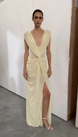COCOSIN DRAPED TWIST GOWN BUTTER M for rent on The Volte - image 2