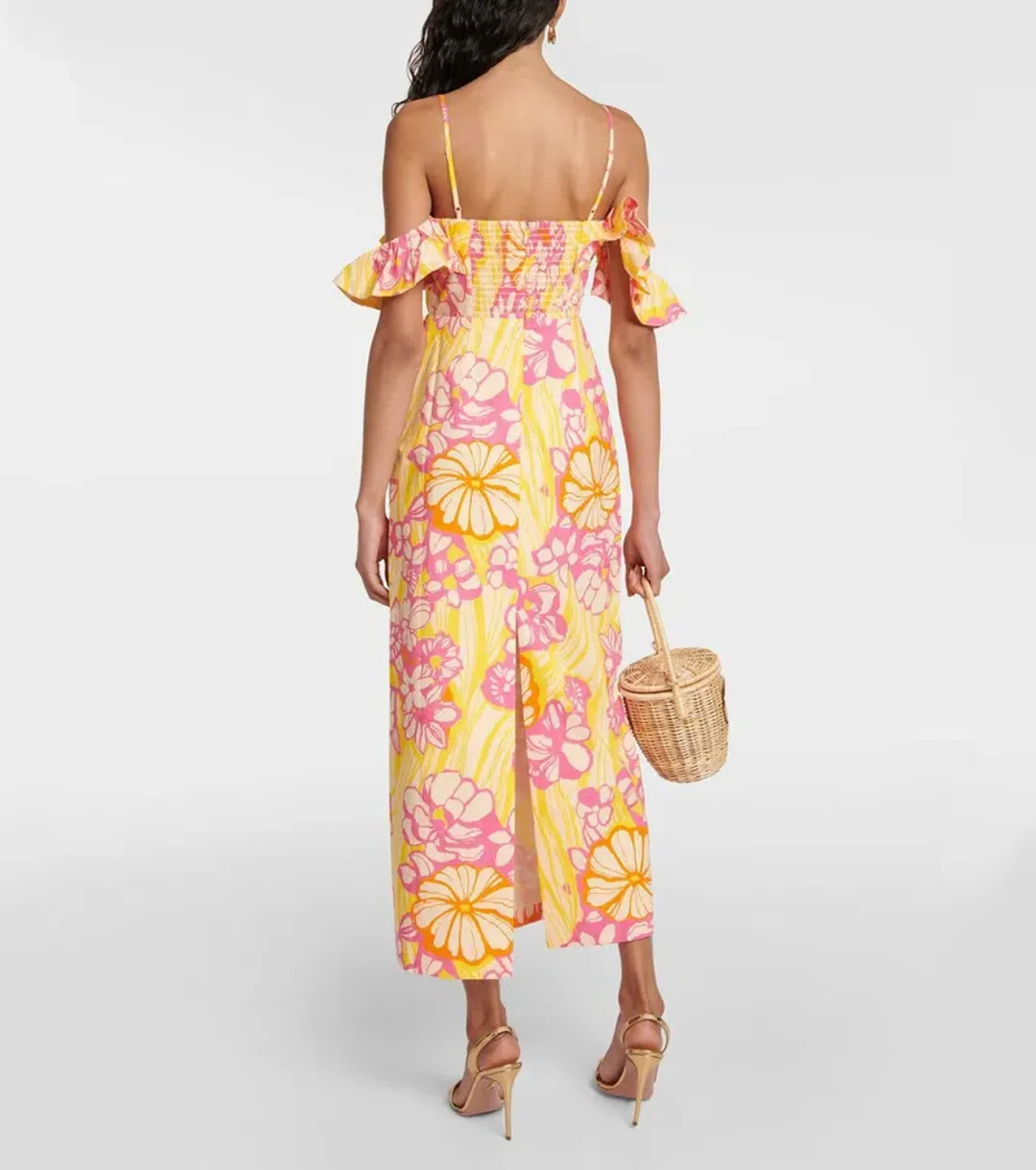Alémais Fenella ruffled cotton midi dress Size 6 for rent on The Volte - main image
