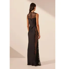 SHONA JOY JAMILA LACE HIGH NECK MAXI DRESS BLACK SIZE 8 for rent on The Volte - image 4