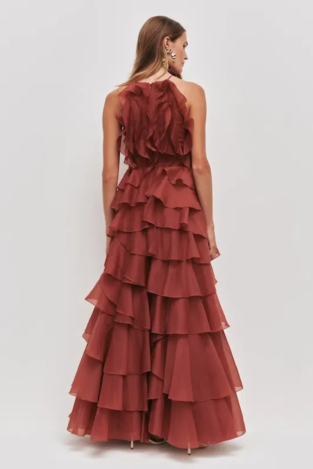 Aje Cleo gown in rust size 10 for rent on The Volte - main image