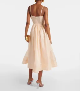Zimmermann Natura Ruched Midi Dress in Peach AU 0 for rent on The Volte - image 3
