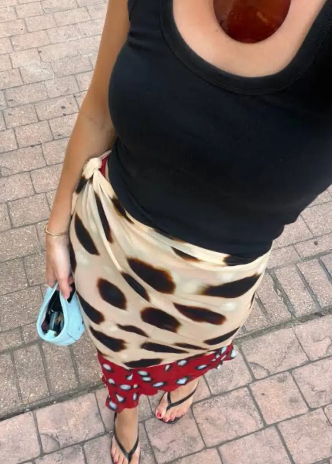 RAT & BOA RHETA MIDI SKIRT in size XS (Best fits AU 6 & 8) Red butterfly and animal dot print for rent on The Volte - main image