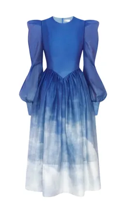 Leo Lin Jordana Structured Shoulder Midi Dress Blue Size 8  for rent on The Volte - image 5