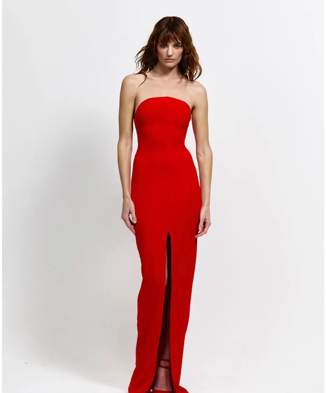 EFFIE KATS LANI CURVED NECKLINE SPLIT HEM GOWN SIZE 10 for rent on The Volte - main image