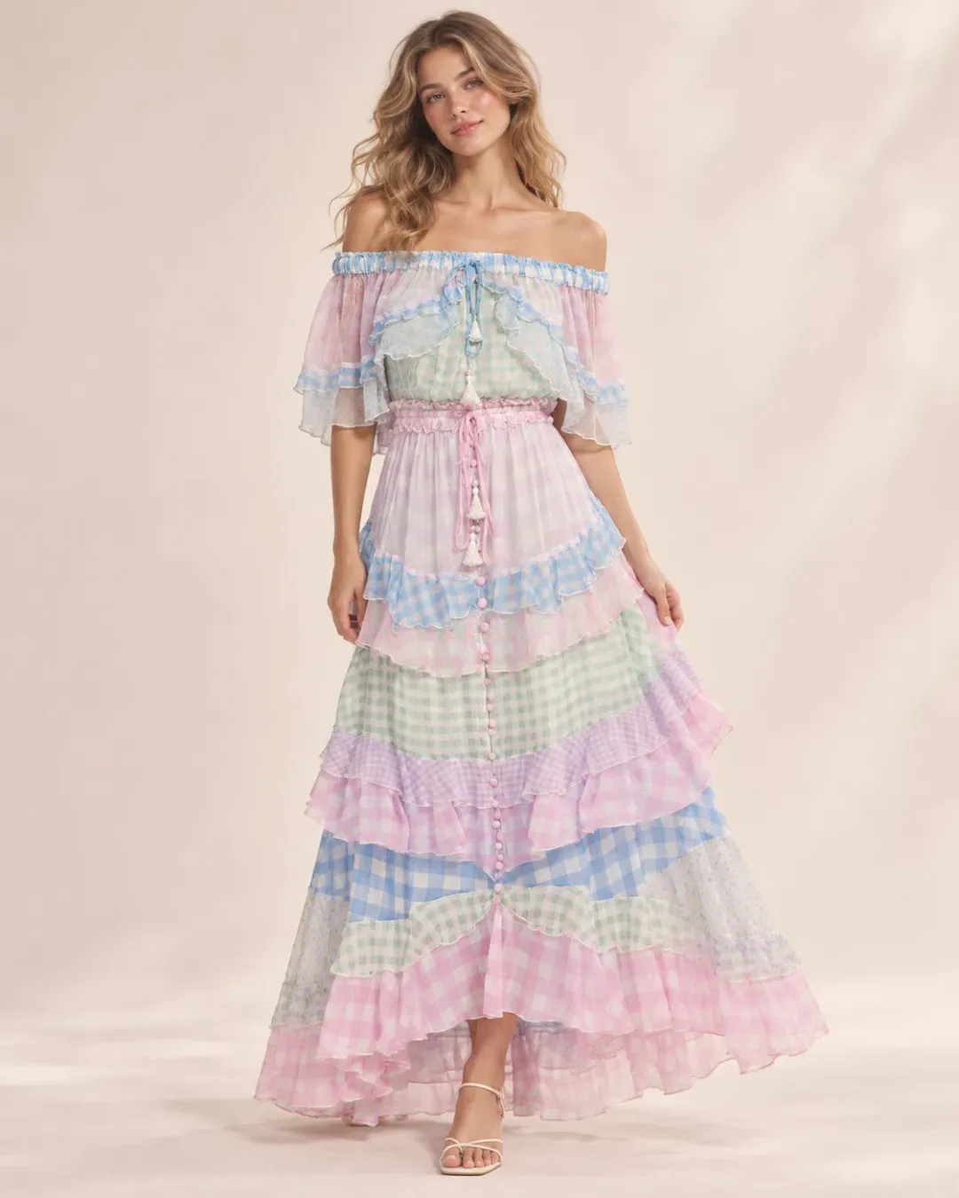 Fillyboo Tambourine Maxi Dress in Holly Gingham (Size M - Bump Friendly) for rent on The Volte - main image