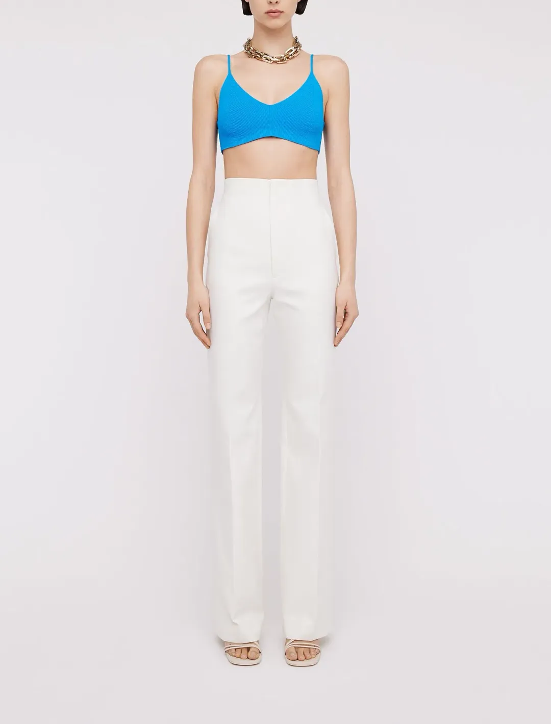 Scanlan Theodore Crepe Knit Bralette and Shorts Set Blue Size 6 for rent on The Volte - main image