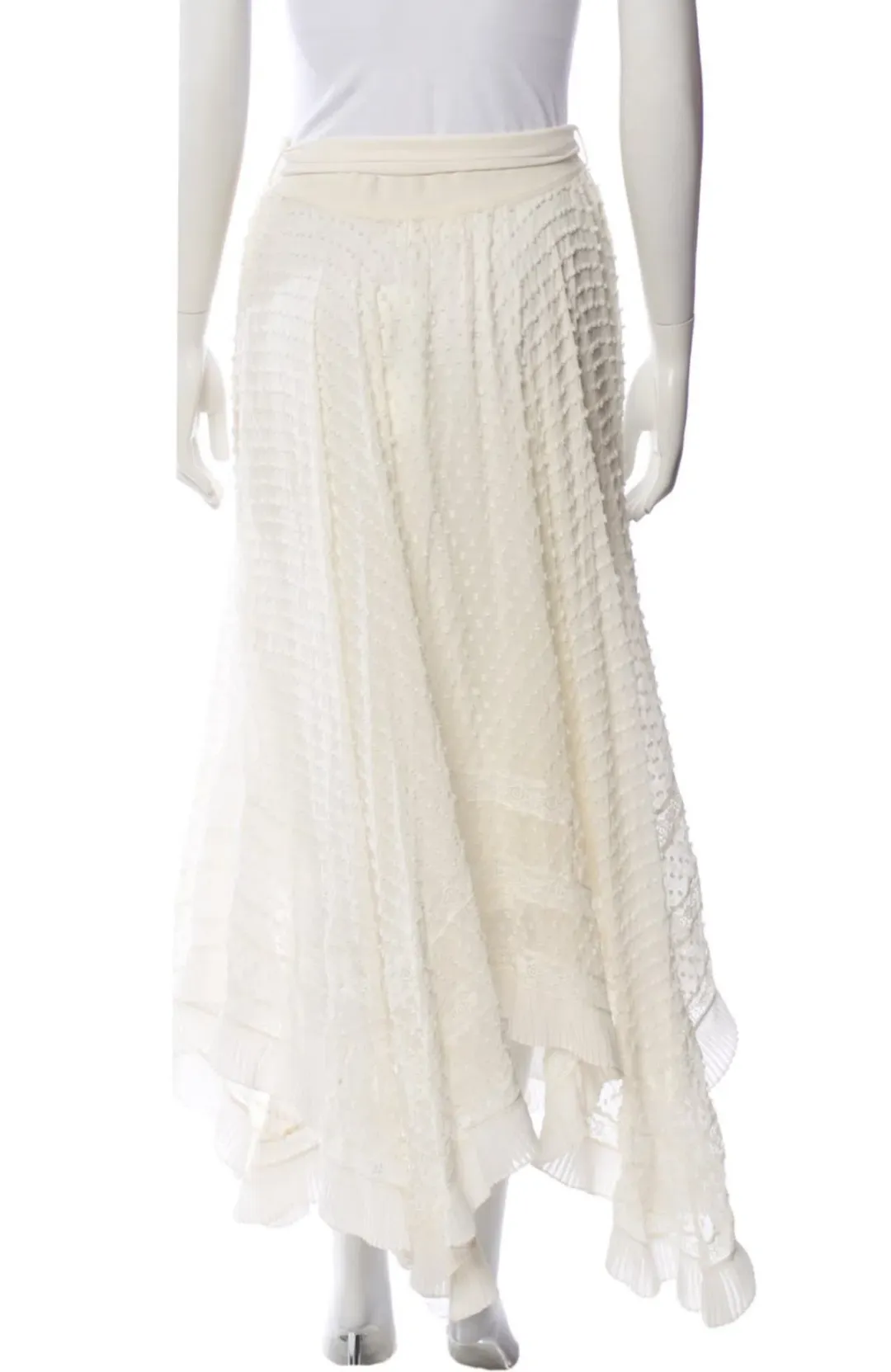 Zimmermann Unbridled Silk Ruffle Midi Skirt Cream 1 / AU 10 for rent on The Volte - main image