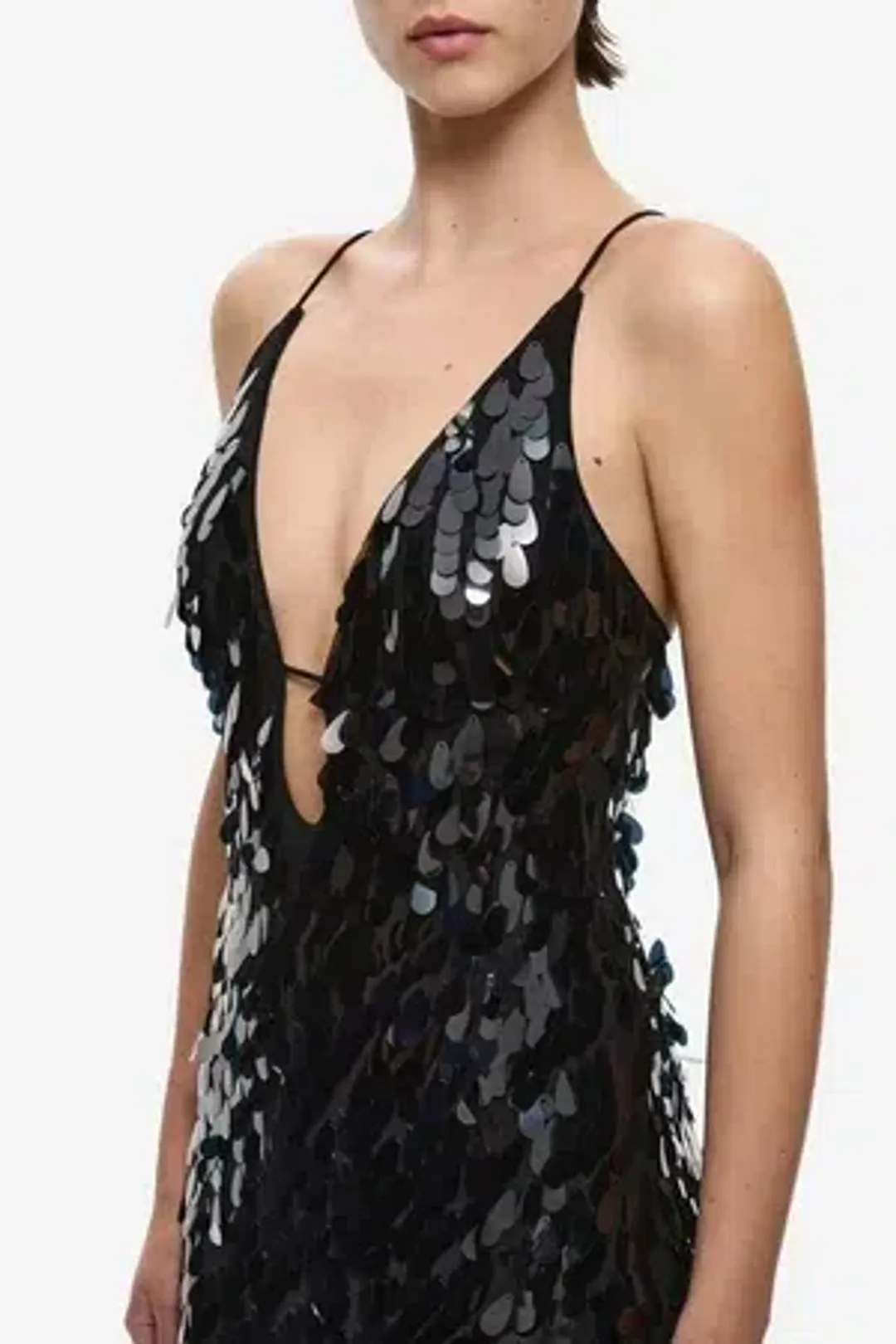 MISHA Sapphire Sequin Gown - Black - Size 8 for rent on The Volte - main image